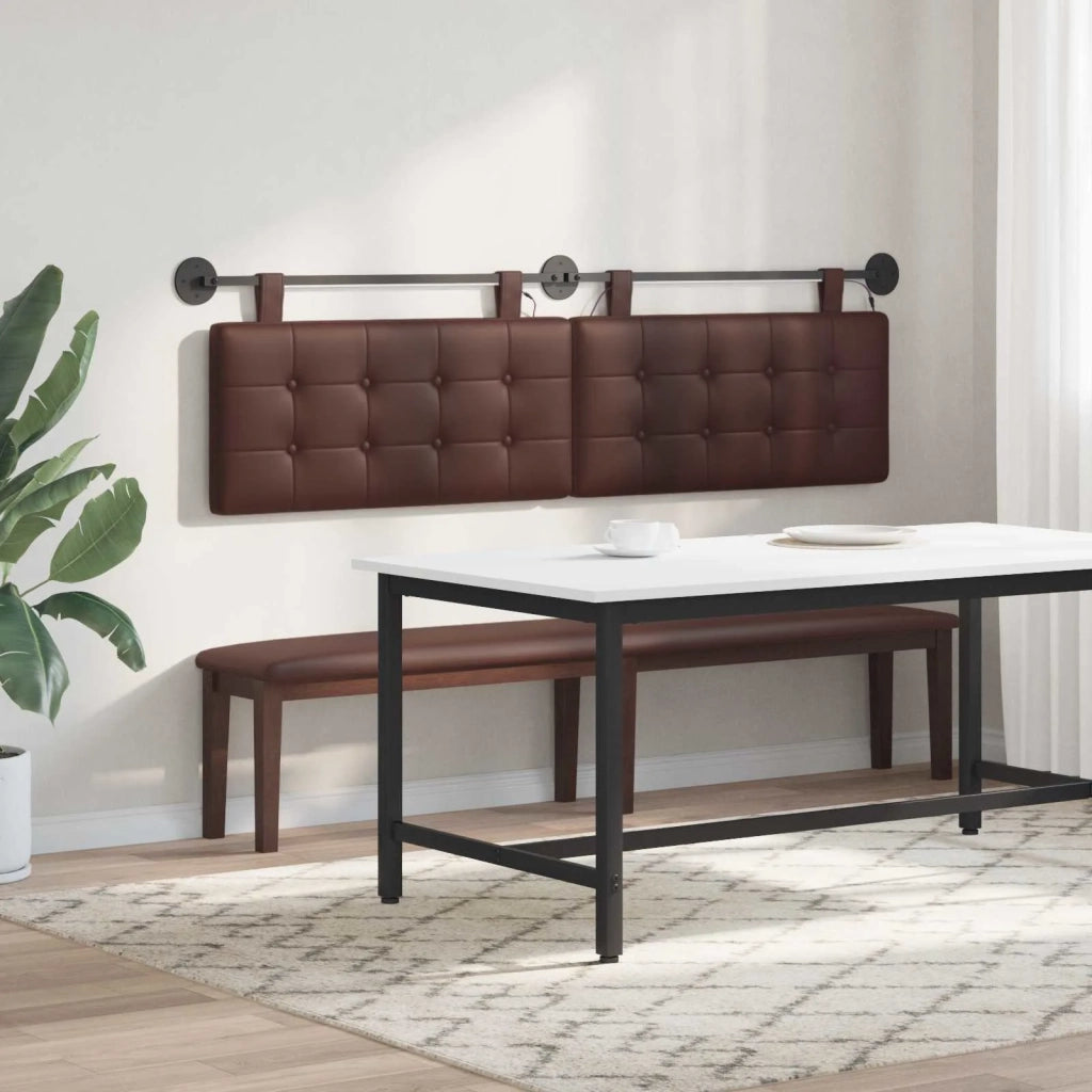 Testiera sospesa Con luce LED Marrone Similpelle 3424463