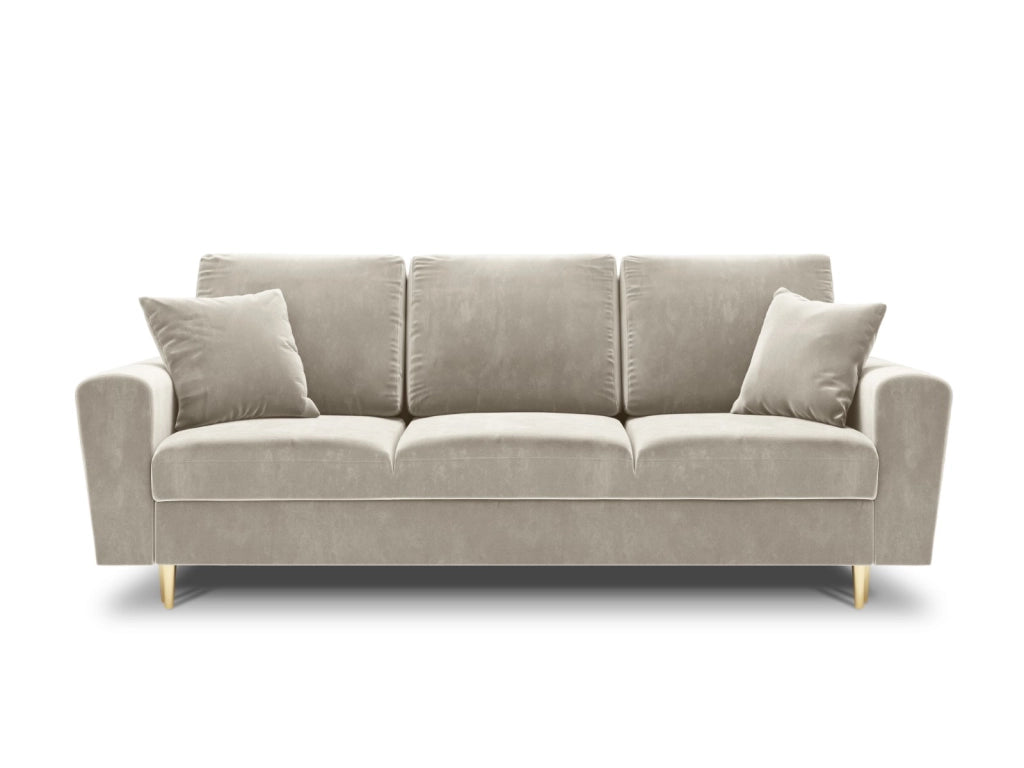 Cosmopolitan Design - Divano convertibile con contenitore "Kyoto" 3 posti in velluto beige chiaro 