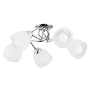 Plafoniera moderna SILIA cromo 5 luci E27 vetro bianco