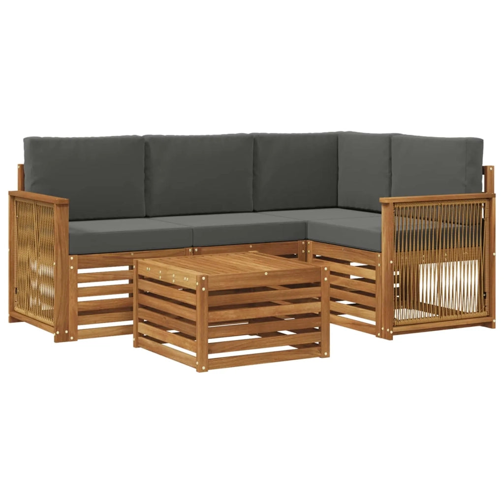 Set di divani da esterno 5 pz Naturale e Antracite Poliestere 3384328
