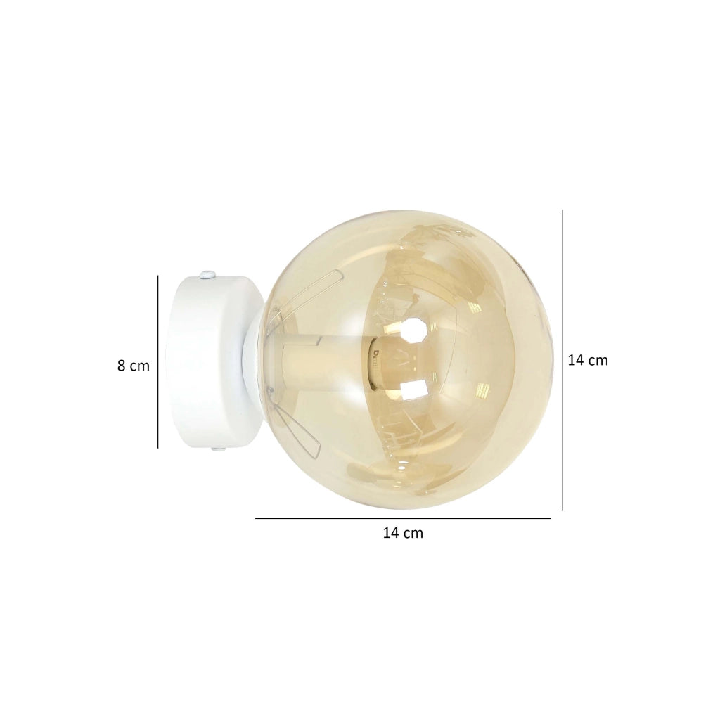 Applique Emibig Rossi 1 luce E14 bianco miele vetro