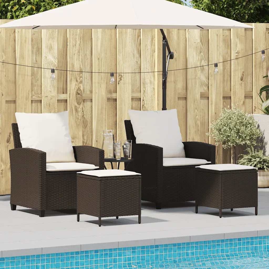 Set Divano da Giardino 4 pz con Cuscini Marrone in Polyrattan 4103864