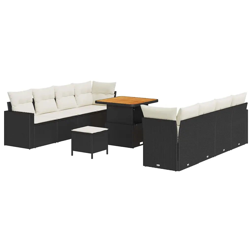 Set Divano da Giardino 12 pcs Nero e Crema polyrattan 3363535