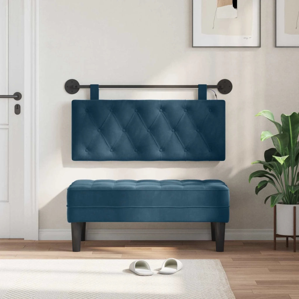 Testiera | Testata sospesa Con luce LED Blu Velluto