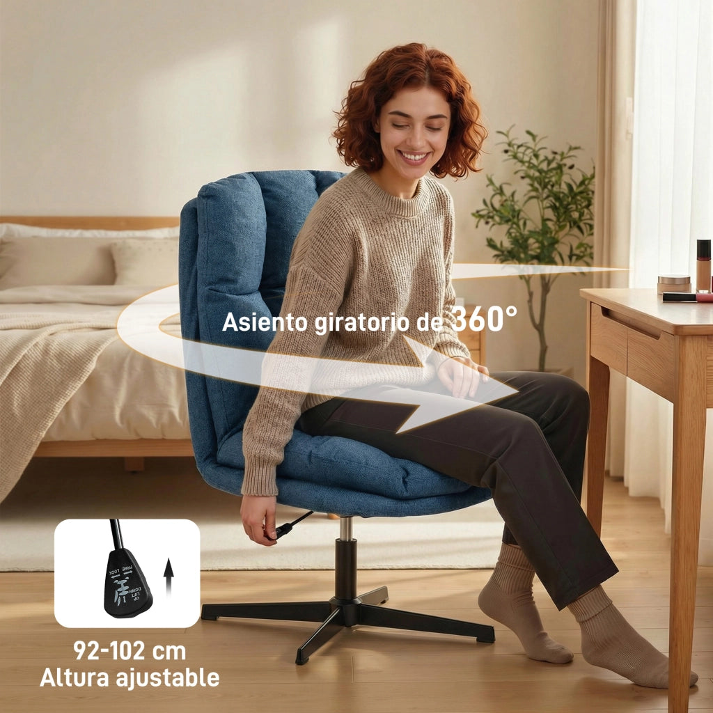 Poltrona Girevole Ajustable ¨C Zephmum ¨C Base Metallo Azul Oscuro