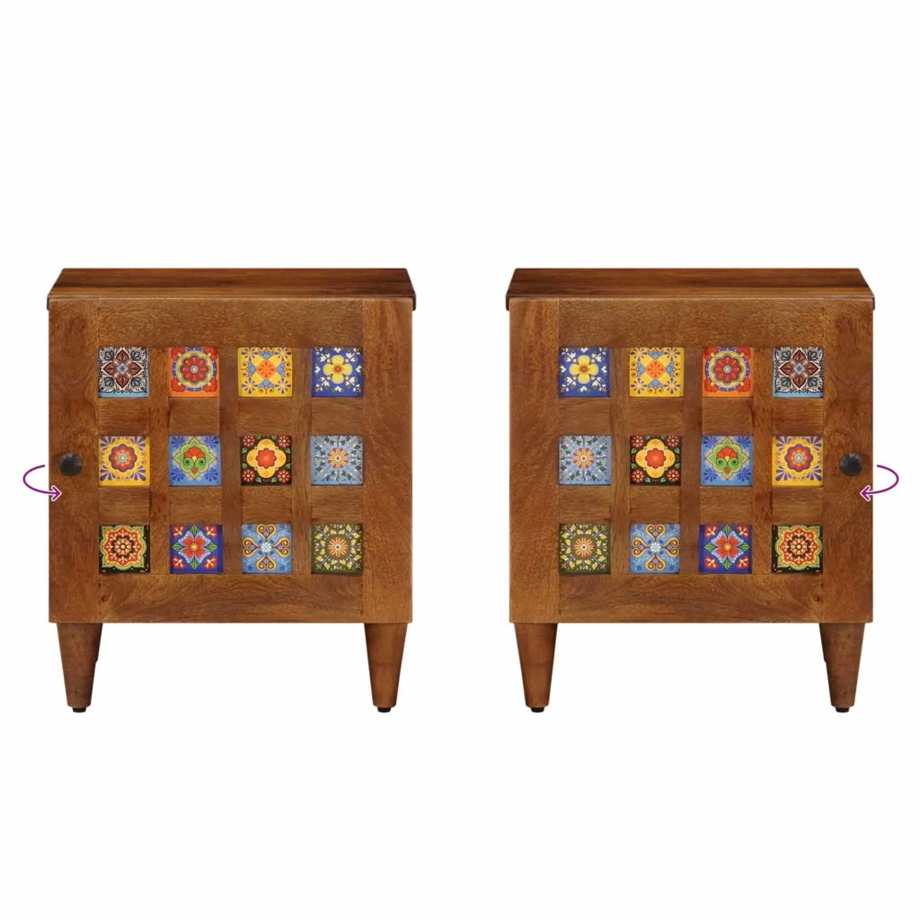 Set di 2 Comodini | Armadio da Notte | Mobiletto da notte Marrone 40 x 33 x 46 cm