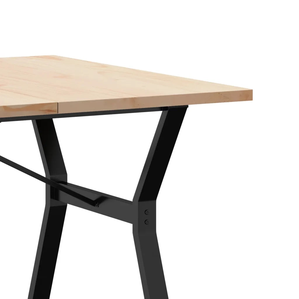 Tavolo Pranzo Telaio a Y 200x100x75,5 cm Legno Pino e Acciaio