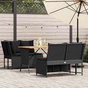 Set Divani da Giardino 3 pz con Cuscini in Polyrattan Nero