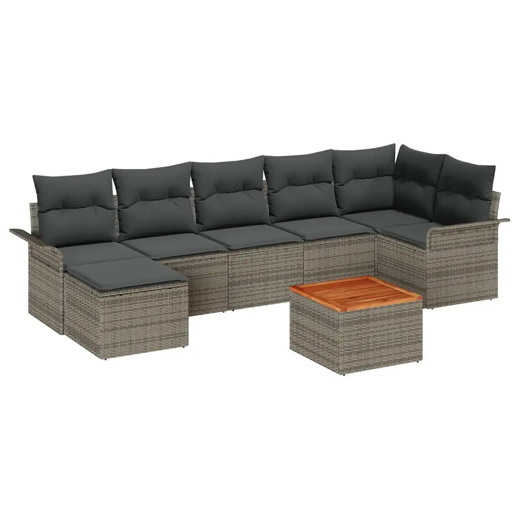 Set Divano da Giardino con cuscino 8 pcs Grigio polyrattan