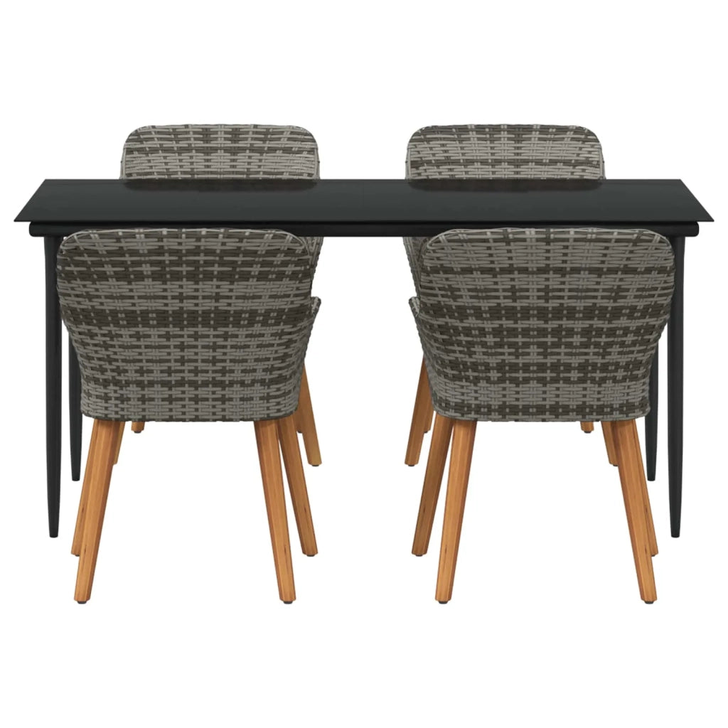 Set da Pranzo per Giardino con cuscino 5 pcs Grigio polyrattan
