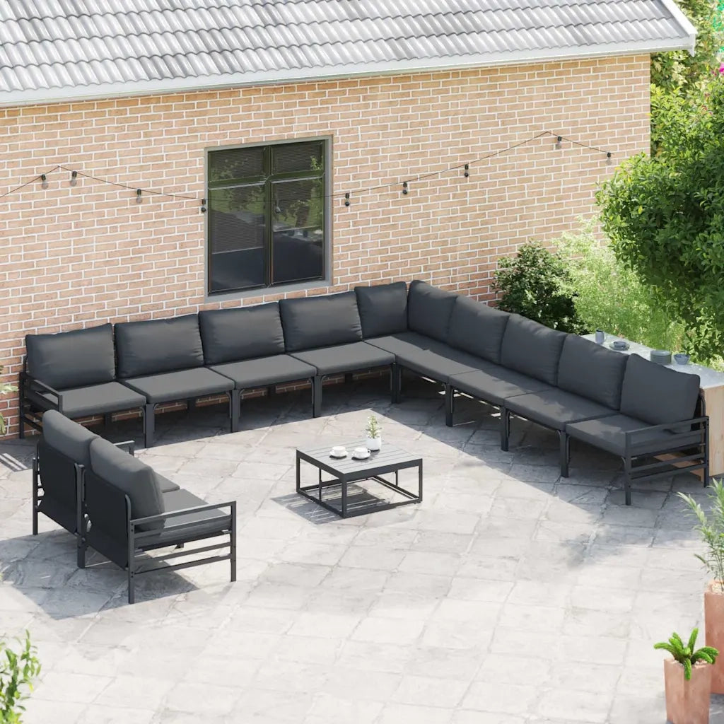 Set Divano da Giardino con cuscino Antracite Acciaio