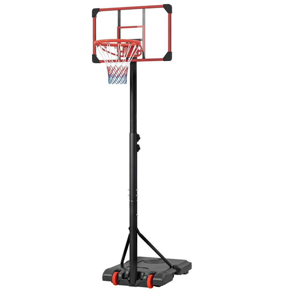 Canestro da Basket Regolabile 178-208 cm con Ruote e Base Riempibile ¨C Minimal ¨C Rosso e Nero