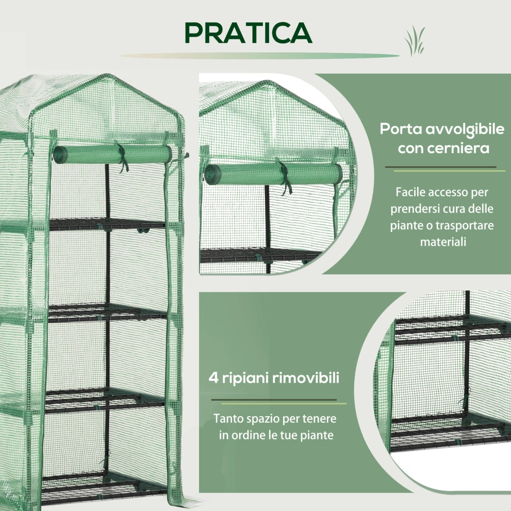 Serra Verticale per Giardino con Scaffale ¨C Minimal ¨C Verde 70x50x160cm