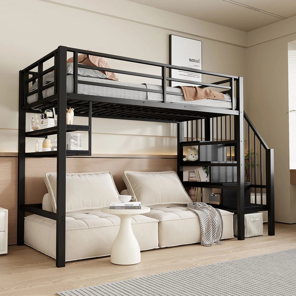 Letto a Soppalco con Gel?nder e Contenitore ¨C MINIMAL ¨C Nero 90x200