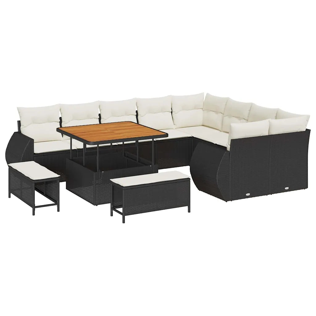 Set Divano da Giardino 12 pcs Nero polyrattan 3361905