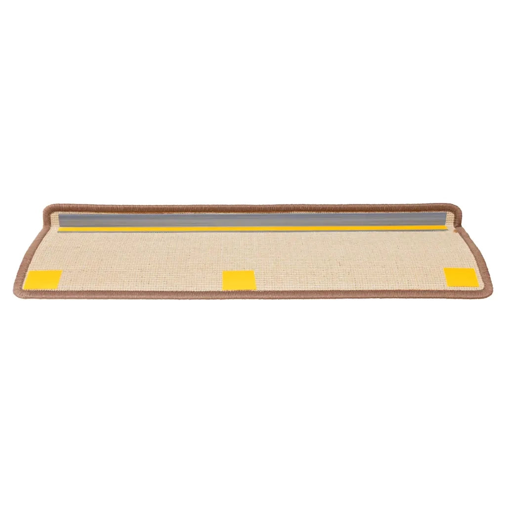 Tappetini per scale 15 pz 65x21x4 cm Marrone Bordo rettangolare 326196