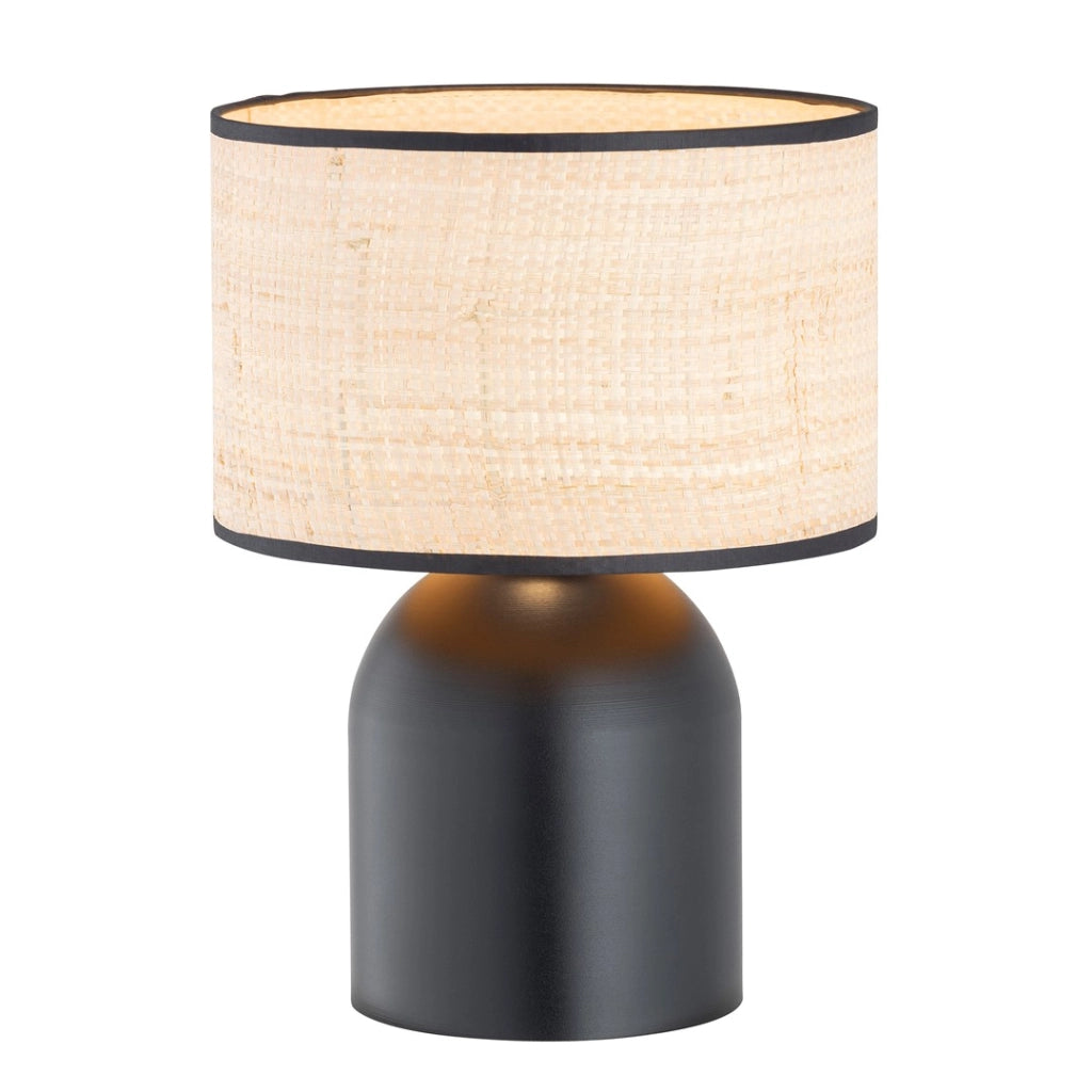 Lampada da tavolo nera paralume crema E27 15W Aspen
