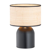 Lampada da tavolo nera paralume crema E27 15W Aspen