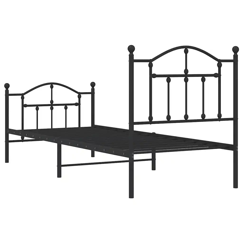 Giroletto con Testiera e Pediera Metallo Nero 90x200 cm