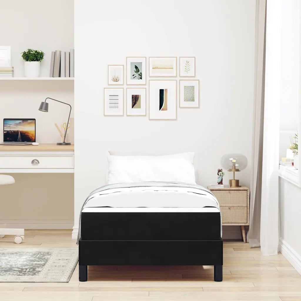 Letto a molle con materasso Nero 90 x 210 cm Tessuto