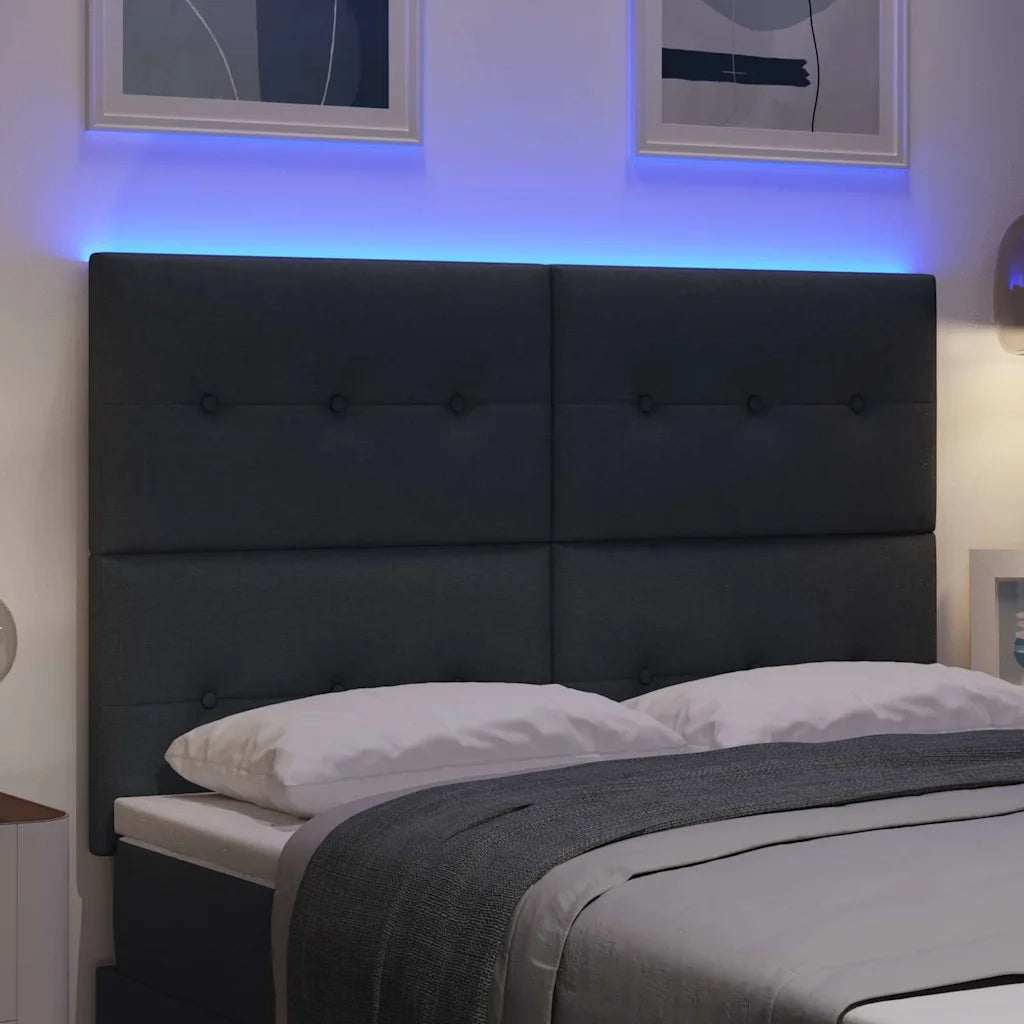 Testiera LED con strisce LED Grigio scuro 144 cm Tessuto 3338424