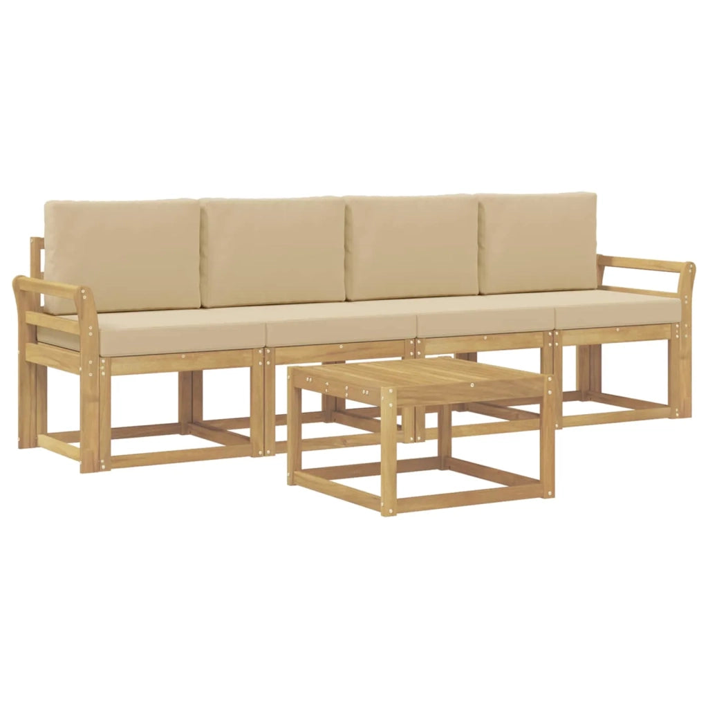 Set di divani da esterno con cuscino 5 pcs Bianco e Beige 3387212