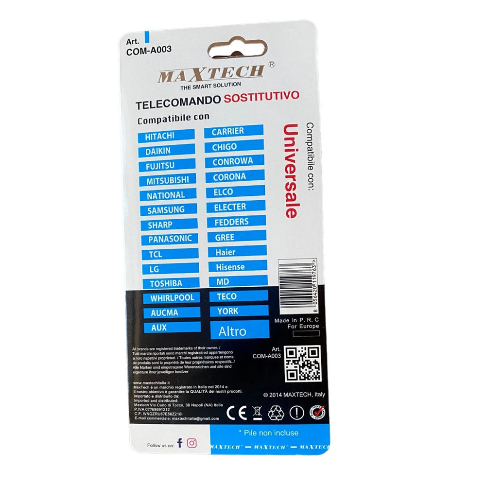 Trade Shop - Telecomando Universale Ricambio Compatibile Condizionatore Climatizzatore Com-a003 -