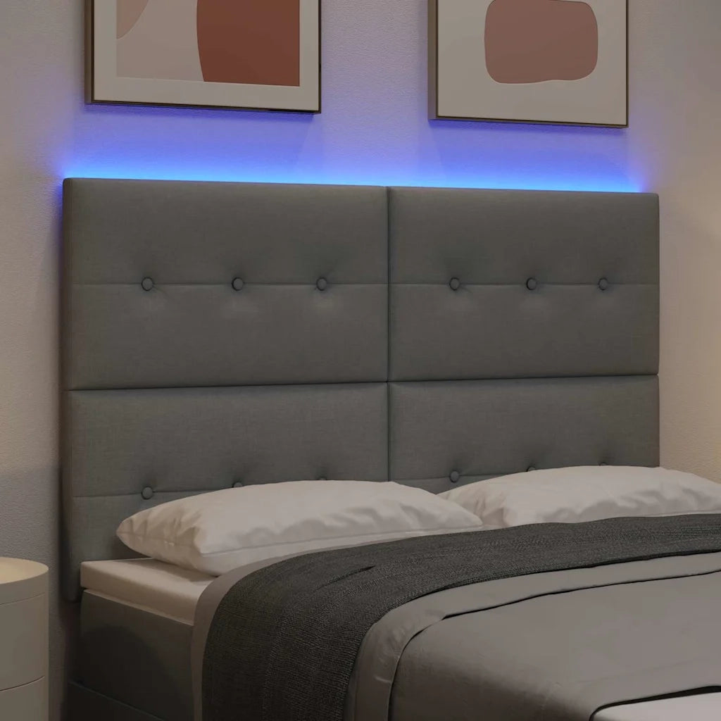 Testiera LED con strisce LED Grigio chiaro 144 cm Tessuto 3338423