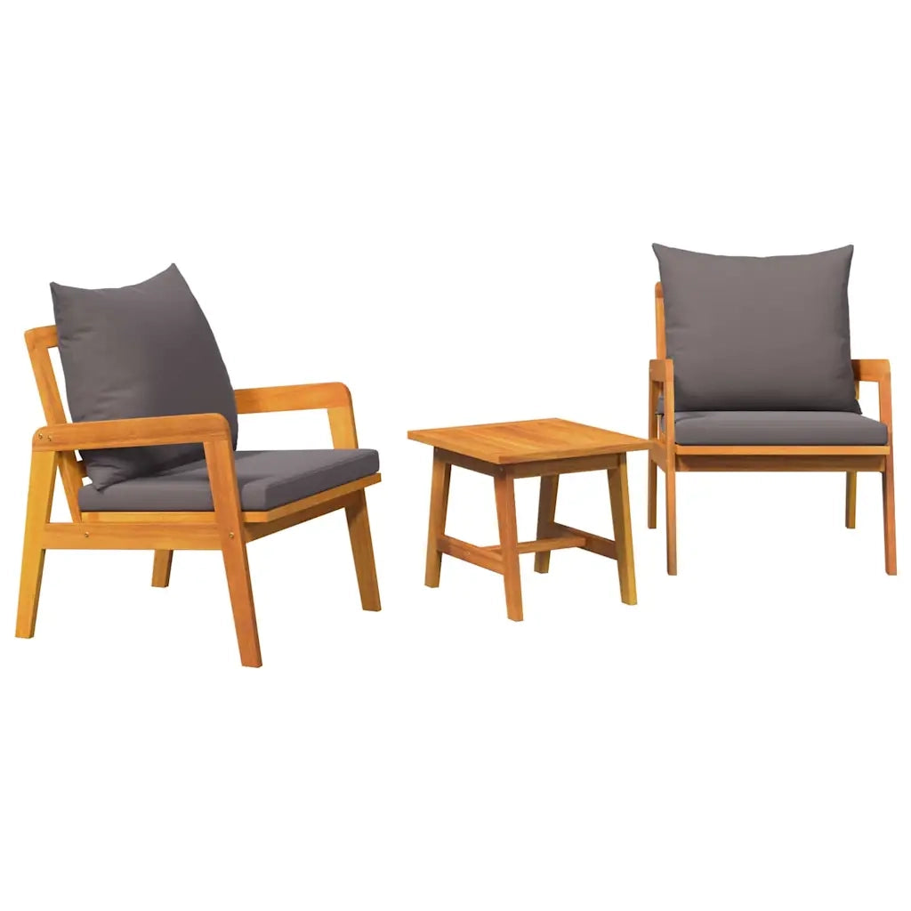 Set bistrot con cuscino 3 pcs Marrone Legno di Acacia Massello 4106460