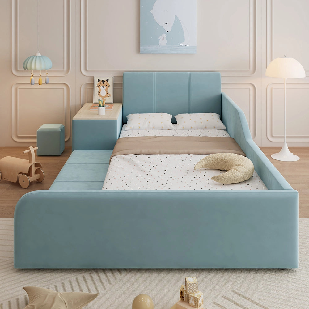 Letto bambini - Xylo - 90x200 cm scrivania blu