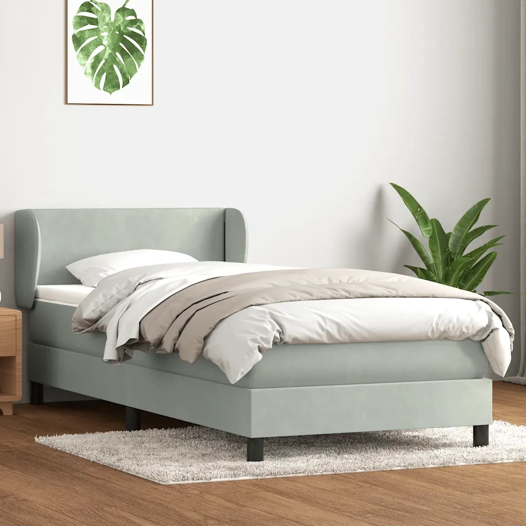 Giroletto a Molle con Materasso Grigio Chiaro 90x220 cm Velluto 3317385