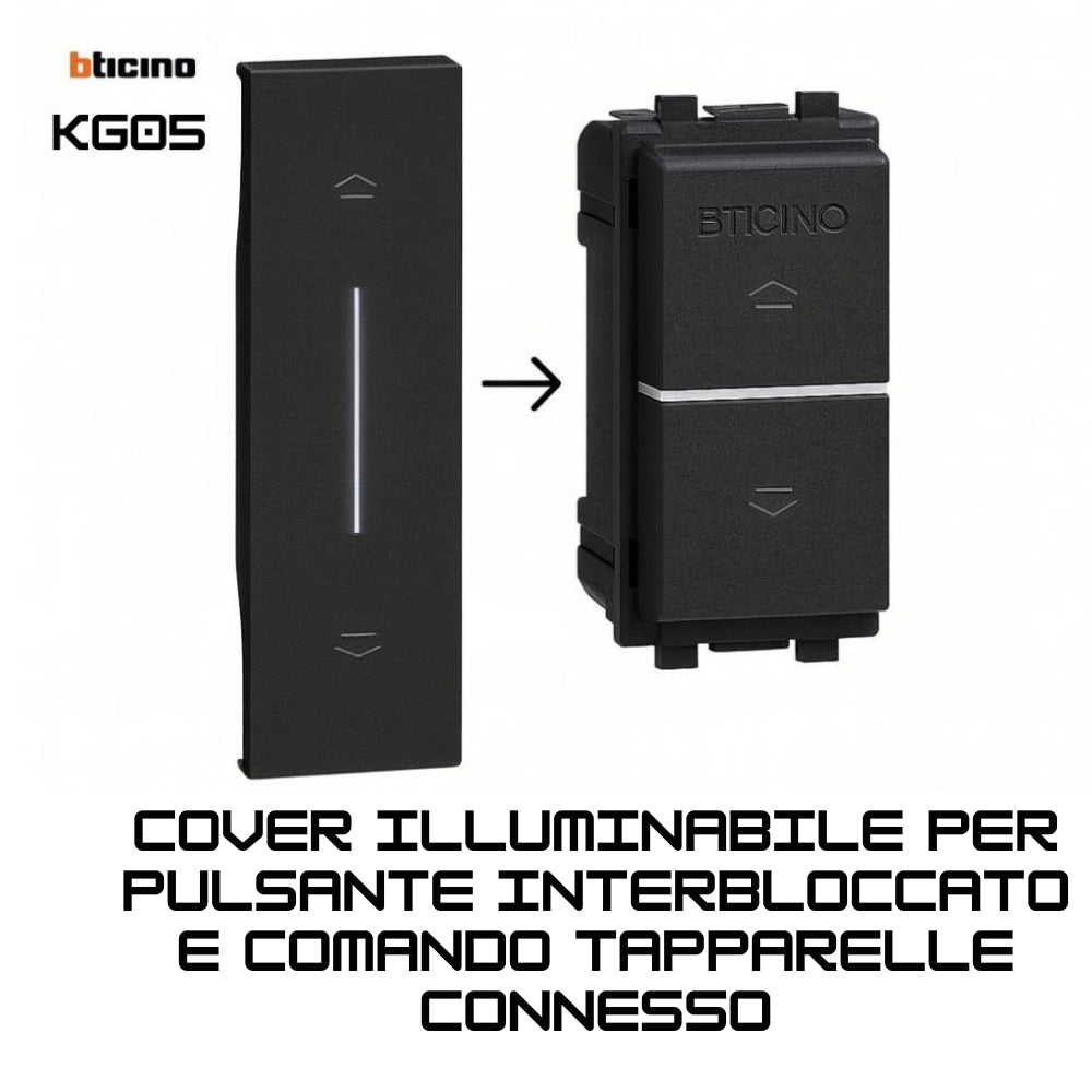 Bticino living now cover illuminabile 1 modulo per pulsanti e tapparelle *** colore nero, confezione 1
