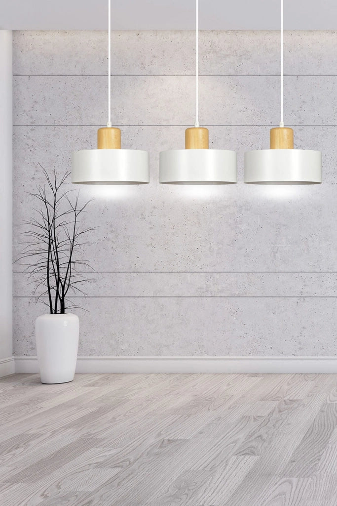 Lampadario Emibig TORIN 3, 3xE27 bianco legno chiaro