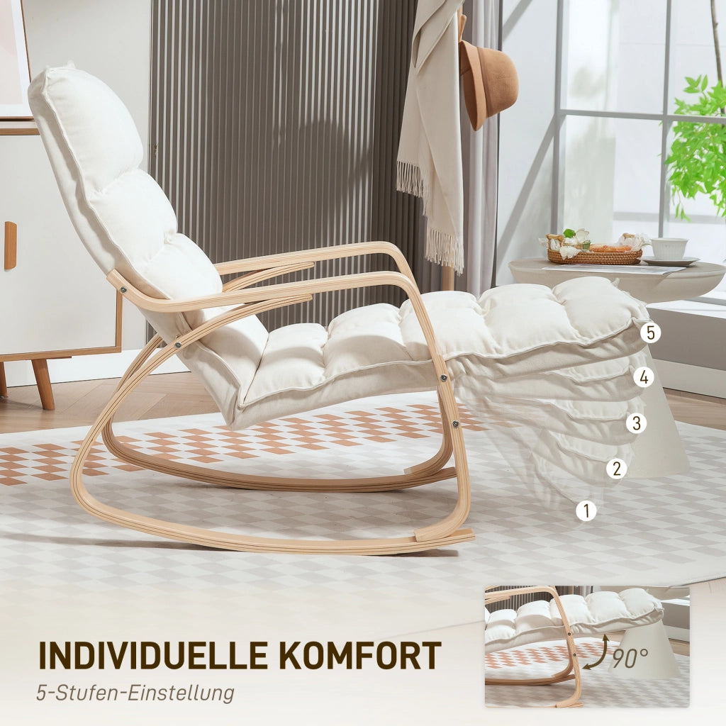 Poltrona Dondolo Imbottita con Braccioli ¨C Minimal ¨C Crema