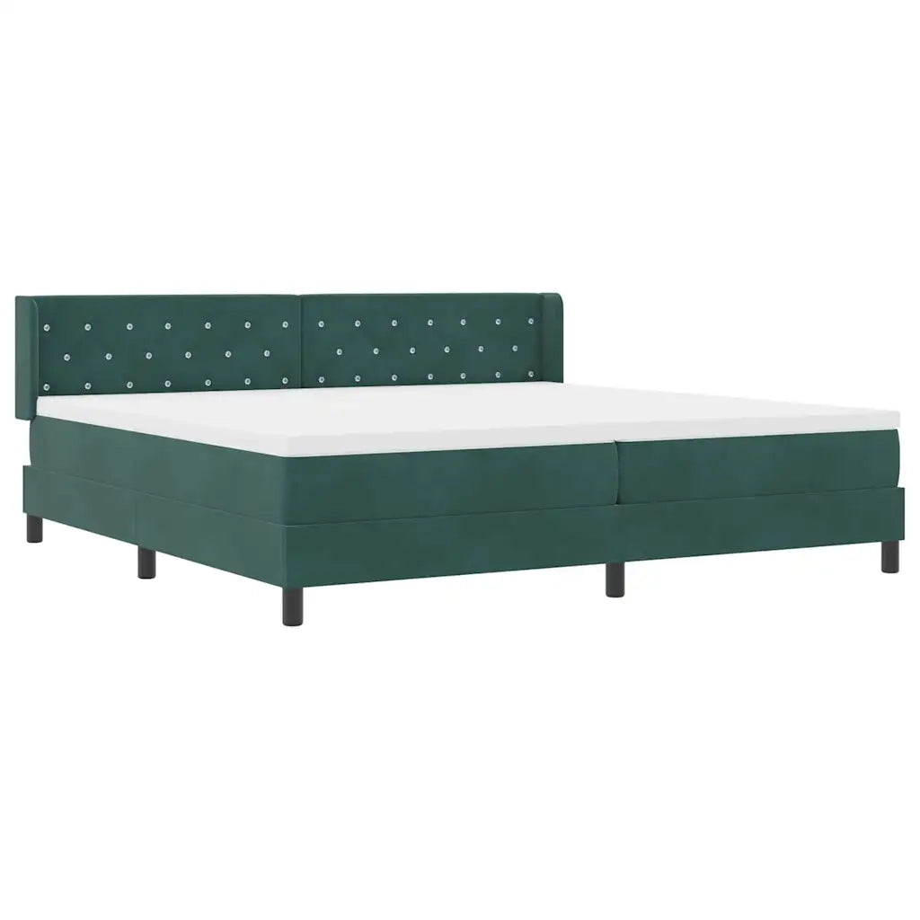 Letto a molle con materasso Verde Scuro 200 x 200 cm Poliestere