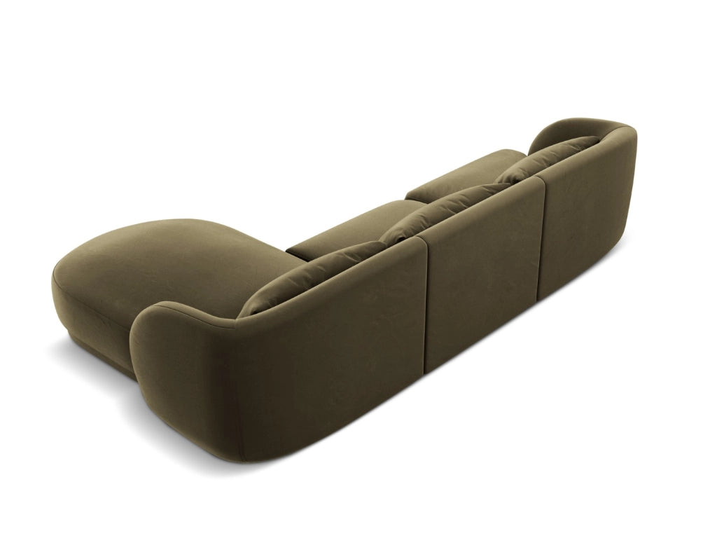 Cosmopolitan Design - Divano angolare destro "Tulum" 4 posti in velluto verde 