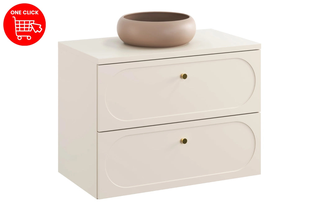 Set mobili bagno 80 cm con piano e lavabo da appoggio Wiki Donna Sand 80 cm