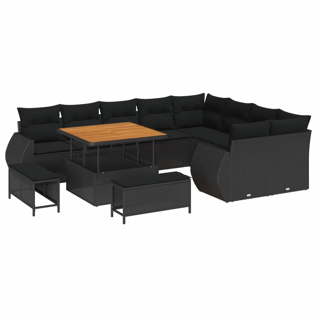 Set Divano da Giardino con cuscino 12 pcs Nero 3363854