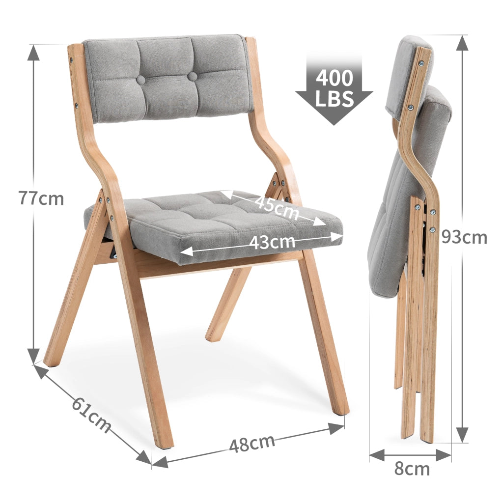 Sedia pieghevole imbottita con cuscino - Zephmum- 2 pezzi grigio