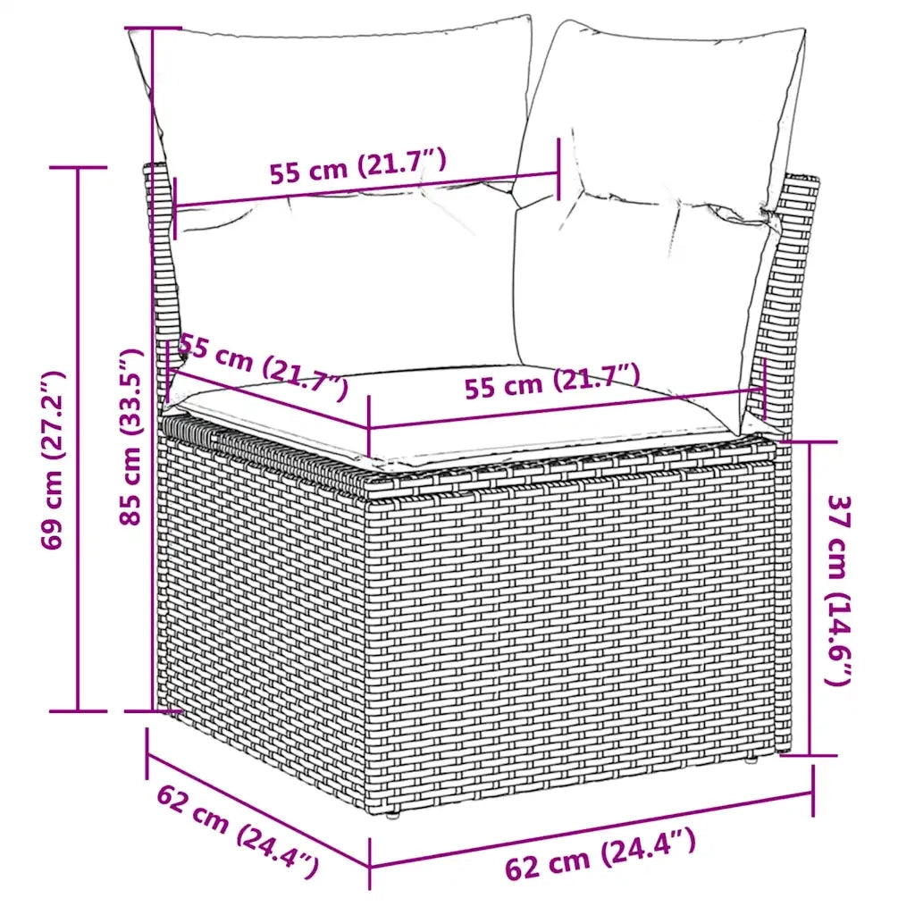 Set Divani da Giardino 9pz con Cuscini Marrone in Polyrattan 3219414