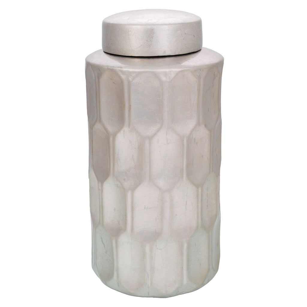 Vaso in ceramica argento18,5x18,5x37,5h