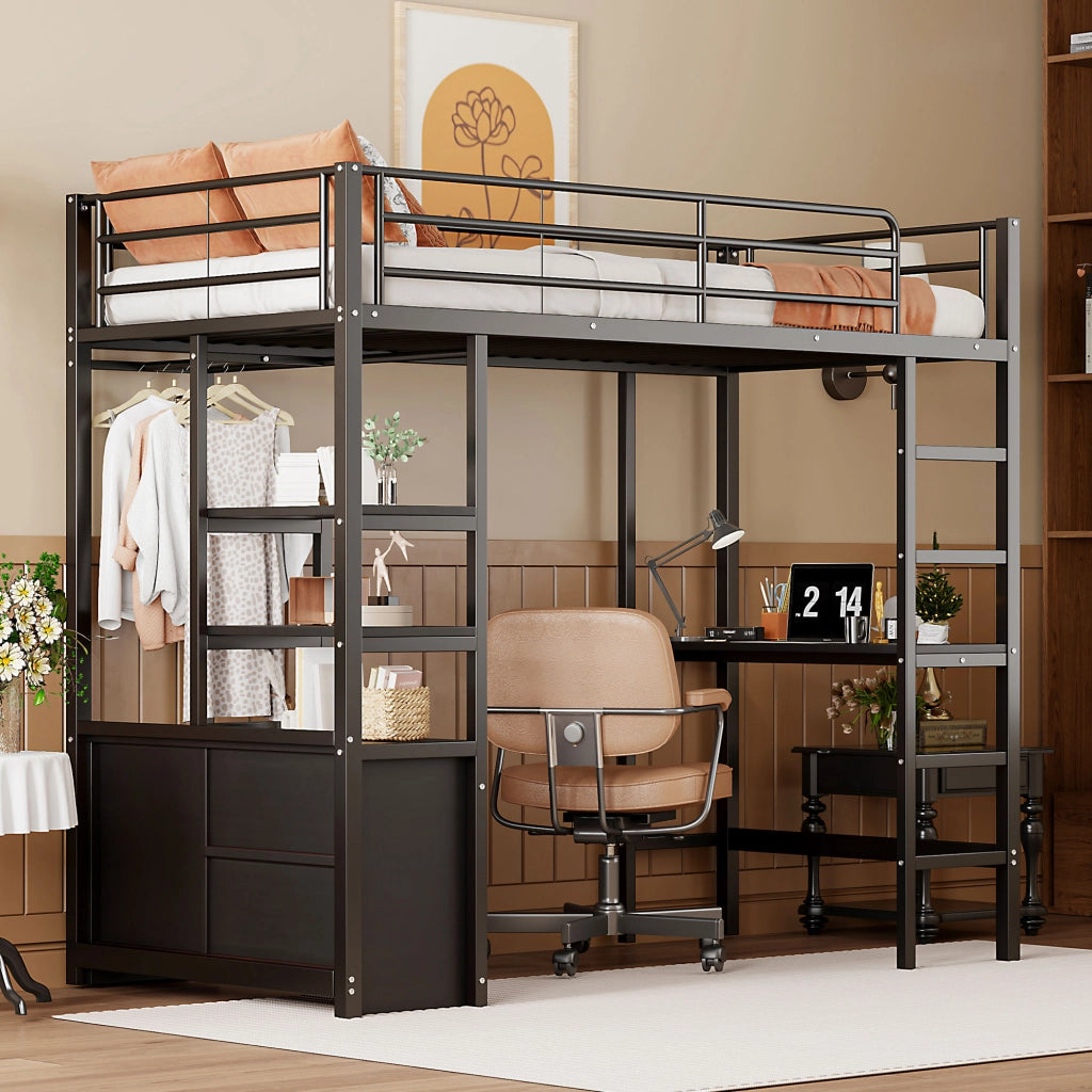 LETTO A CASTELLO con scrivania 90x200 cm nero
