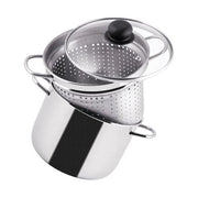Sacim 173959 Pastissima Pentola Pastaiola in Acciaio Inox con Coperchio in Vetro e Cestello Cuocipasta Adatta per Induzione Capacita' 4 Lt colore Nero
