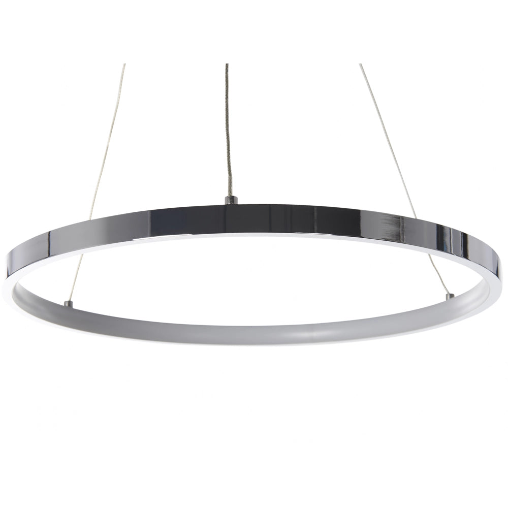 Moderna Lampada a Sospensione Illuminazione LED Integrata Anello Rotondo ø 40 cm Argento