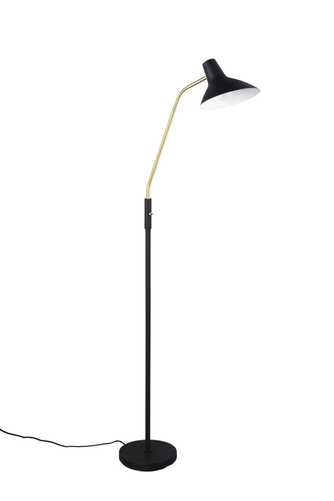 Lampada da terra nera ottone braccio flessibile 145cm E27