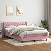 Giroletto a Molle con Materasso Rosa 140x220 cm in Velluto 3318410