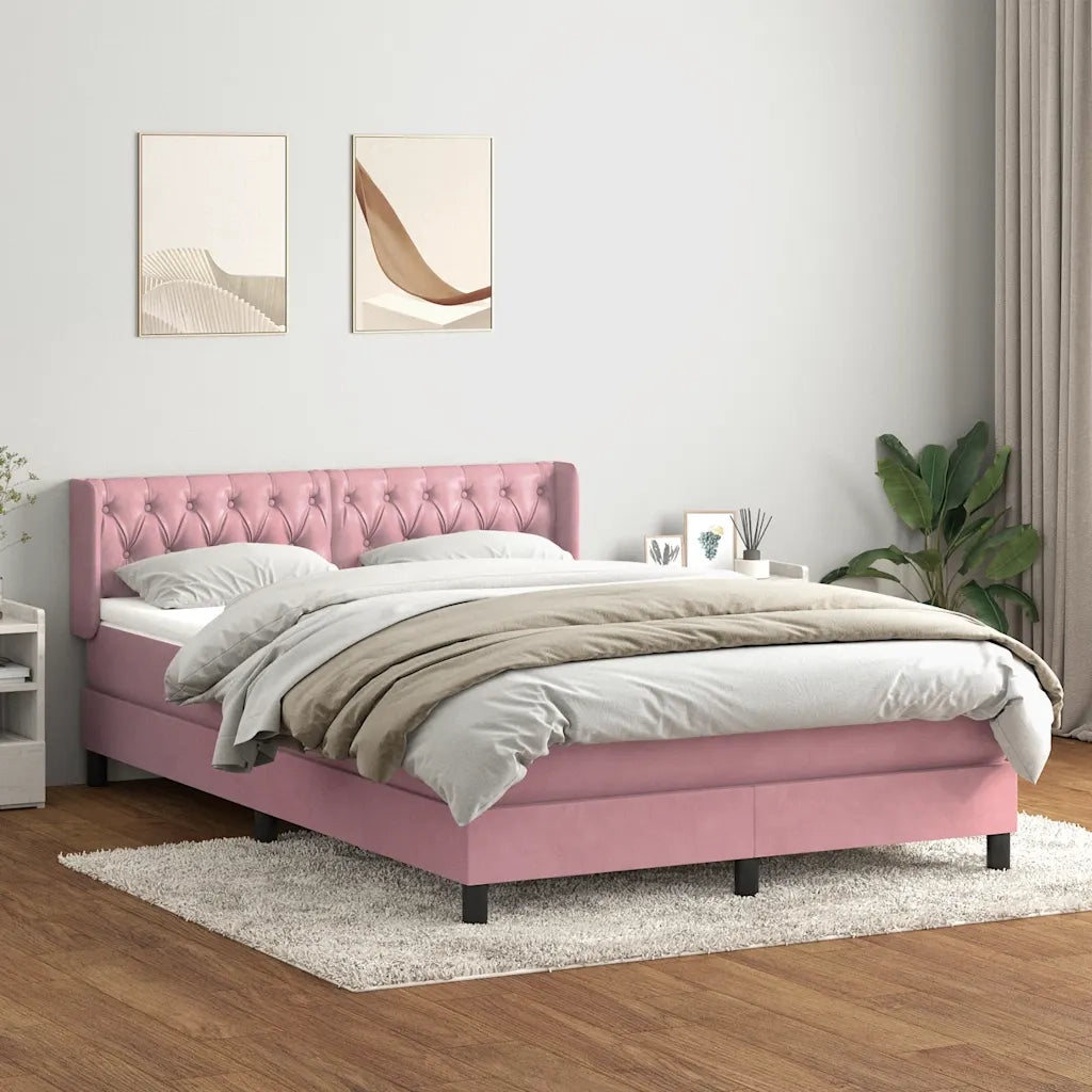 Giroletto a Molle con Materasso Rosa 140x220 cm in Velluto 3318410