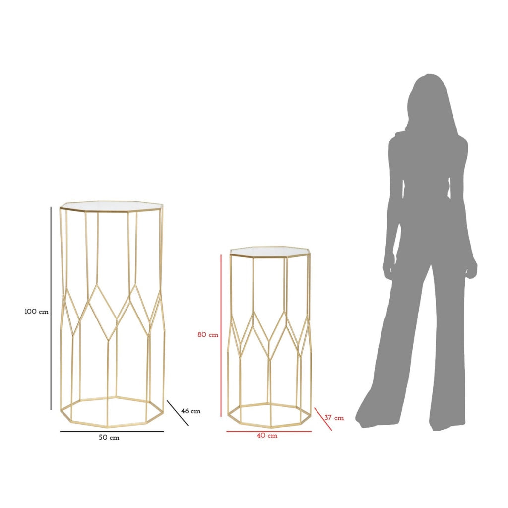 Set di Tavolini VKH598, Oro, Metallo, 50x46x100 cm