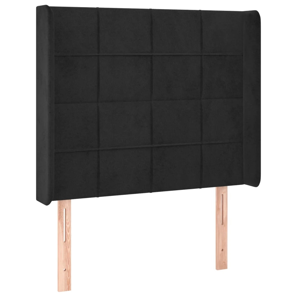 Testiera | Testata ad Orecchio Nera 103x16x118/128 cm in Velluto