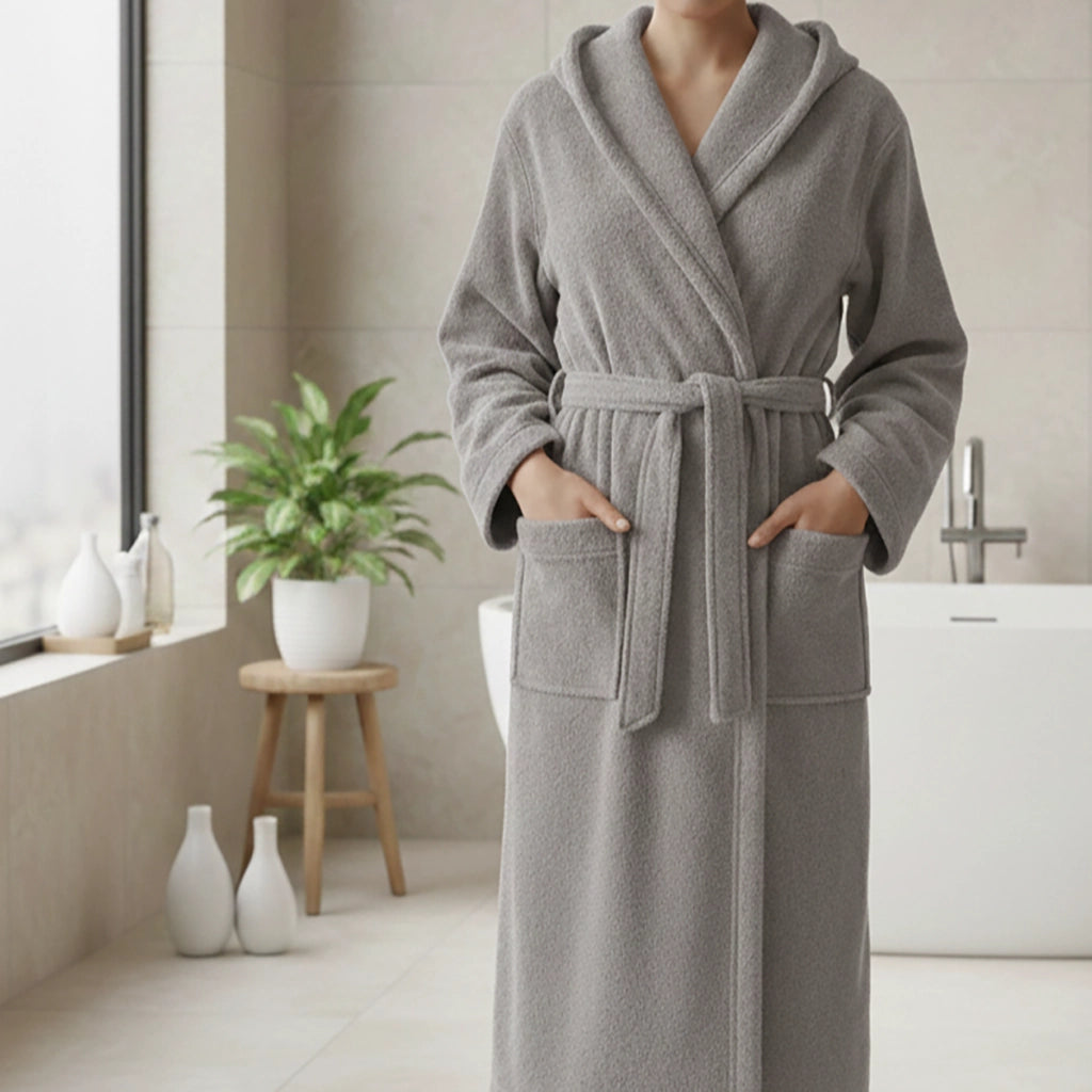 Satoka, Accappatoio 100% Cotone con Cappuccio, Grigio